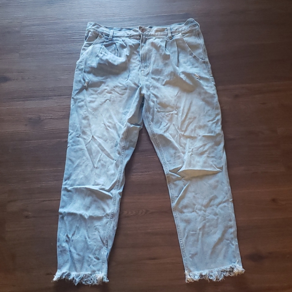 AE Distressed Mom Jeans
